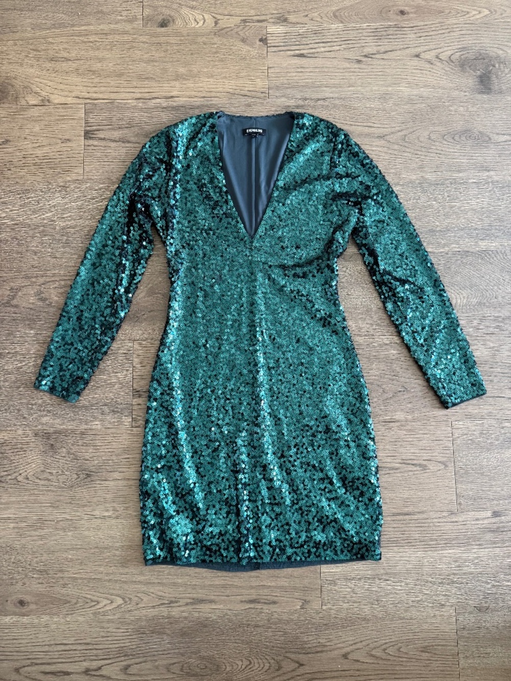 Express Green Sequin Midi Dress | Size Medium | Gently Worn
